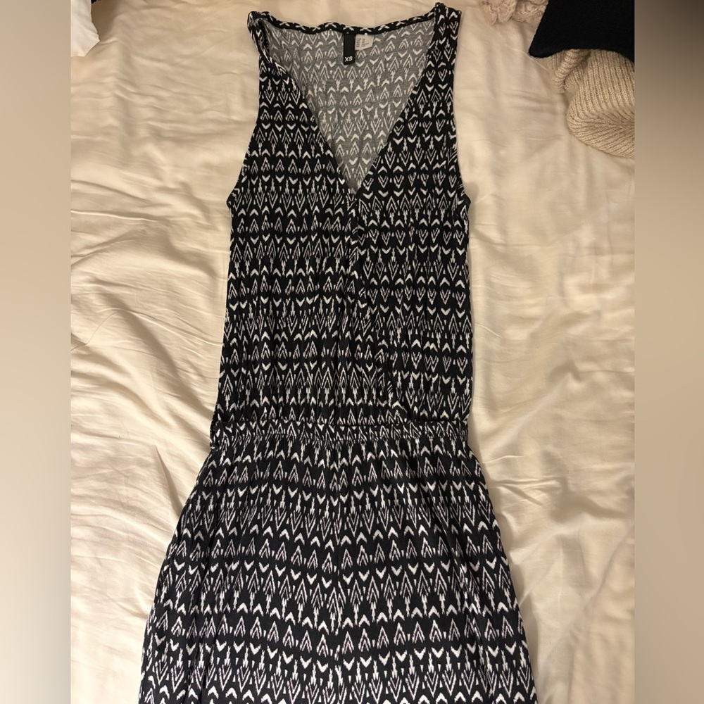 Black and White Patterned Sleeveless One Piece